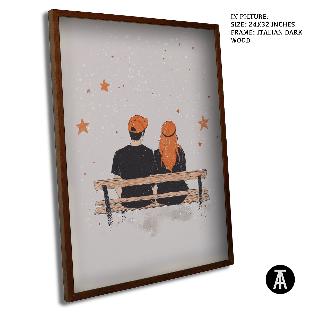 Artwork in Dark Wood Frame