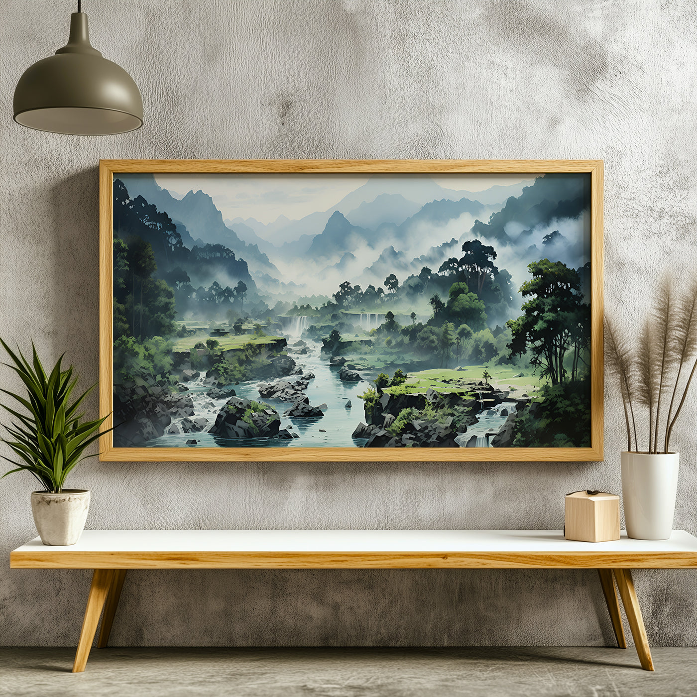 Panoramic Indian Painting in a Lifestyle Setting