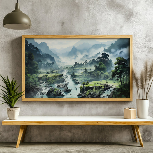 Panoramic Indian Painting in a Lifestyle Setting