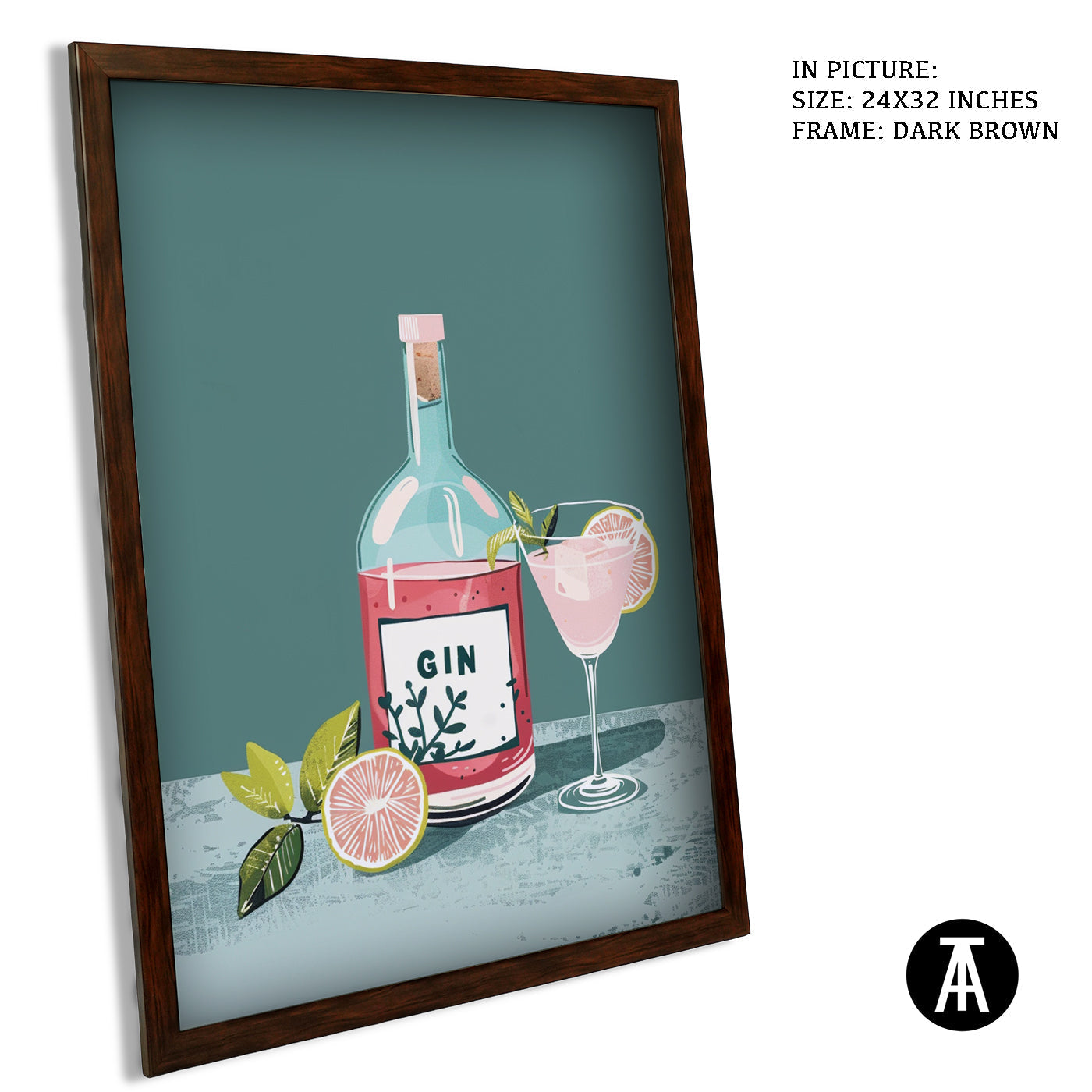 Artwork in Dark Brown Frame