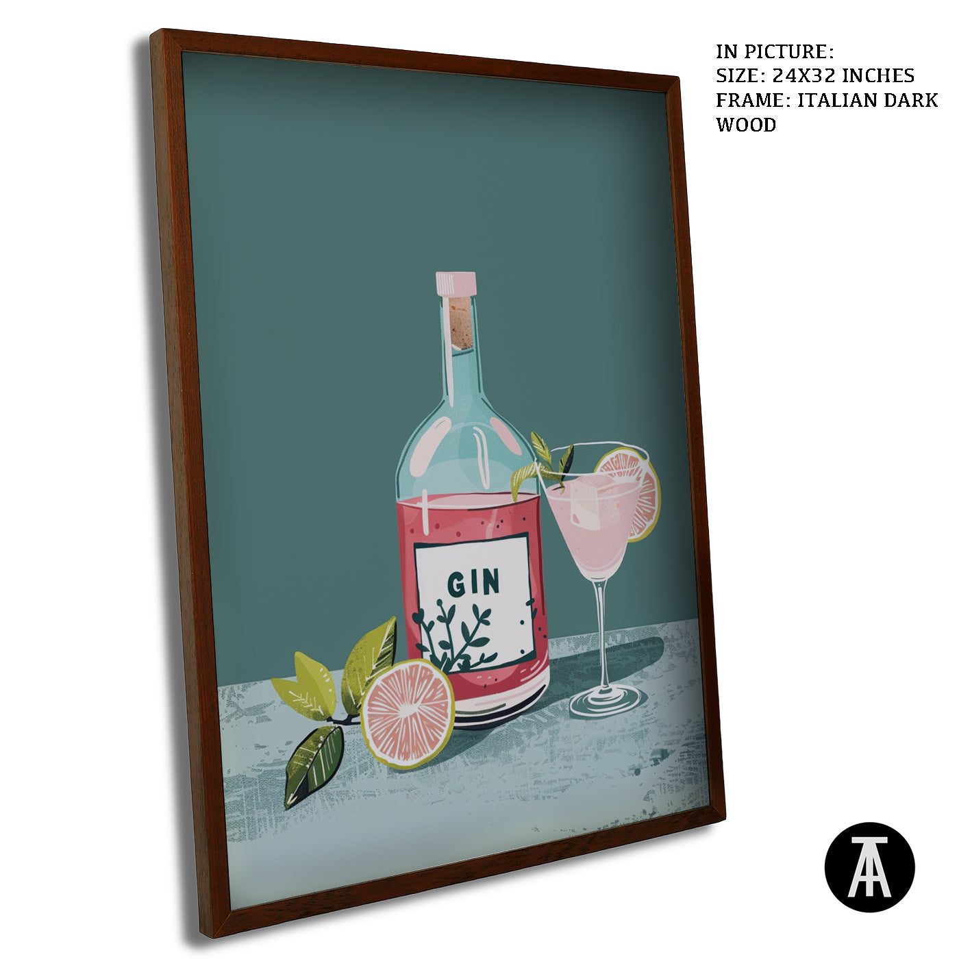 Artwork in Dark Wood Frame