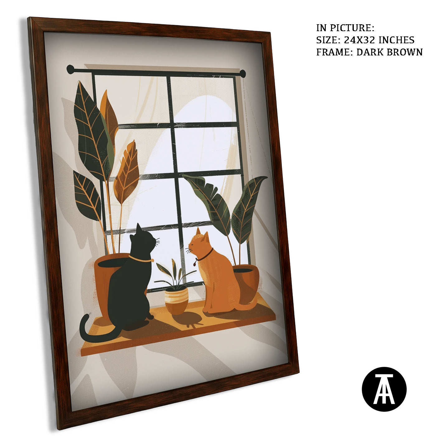 Artwork in Dark Brown Frame