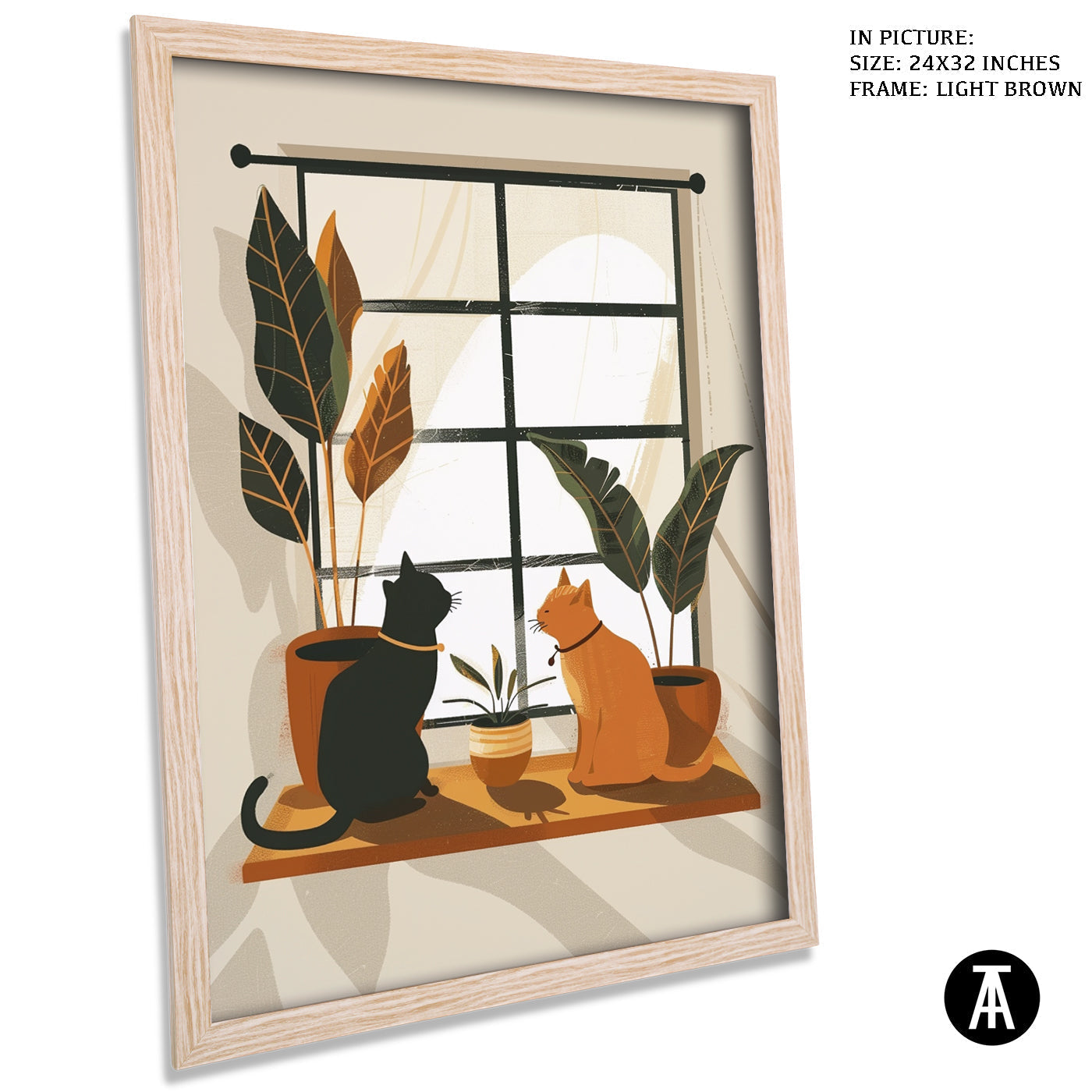 Artwork in Light Brown Frame