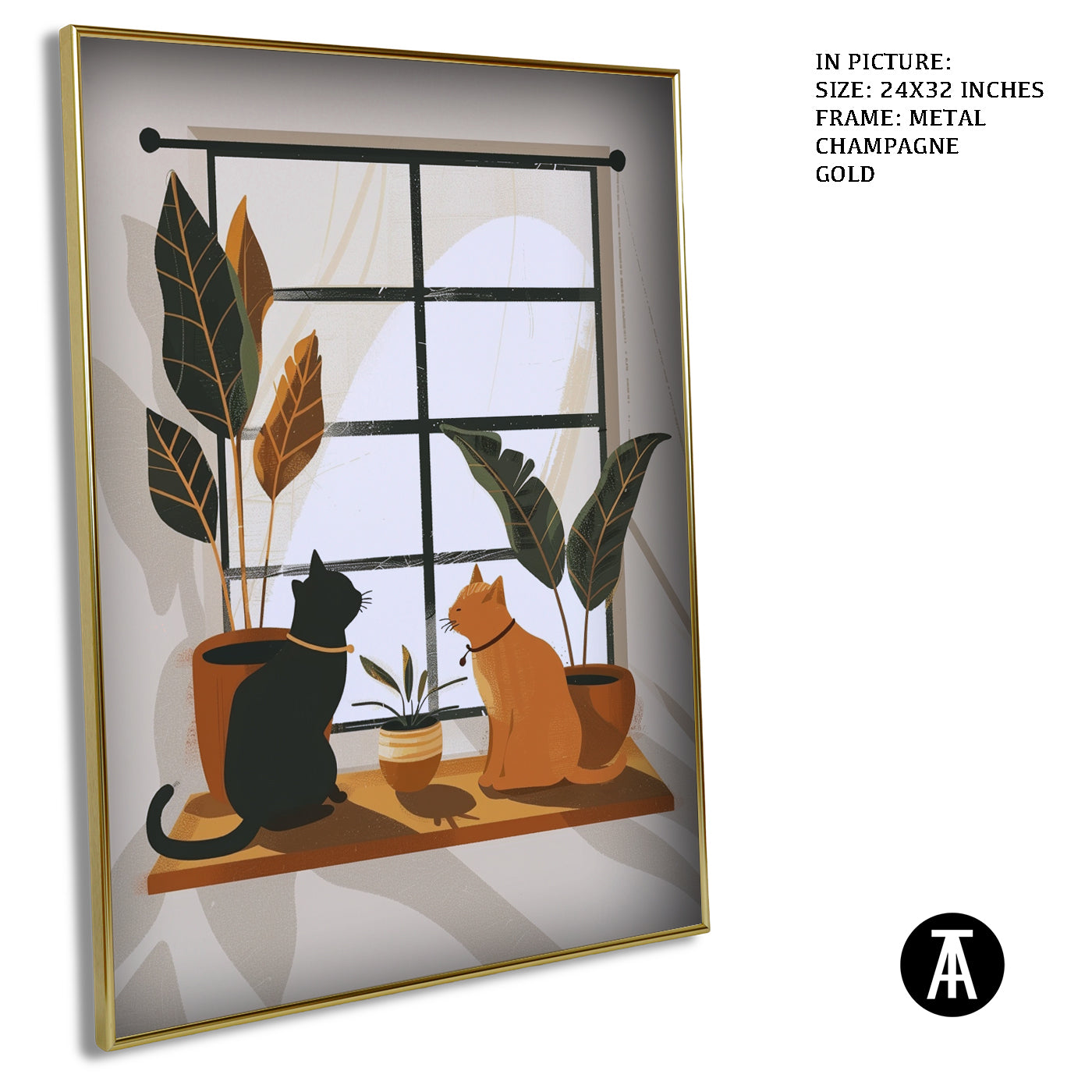 Artwork in Metal Champagne Gold Frame