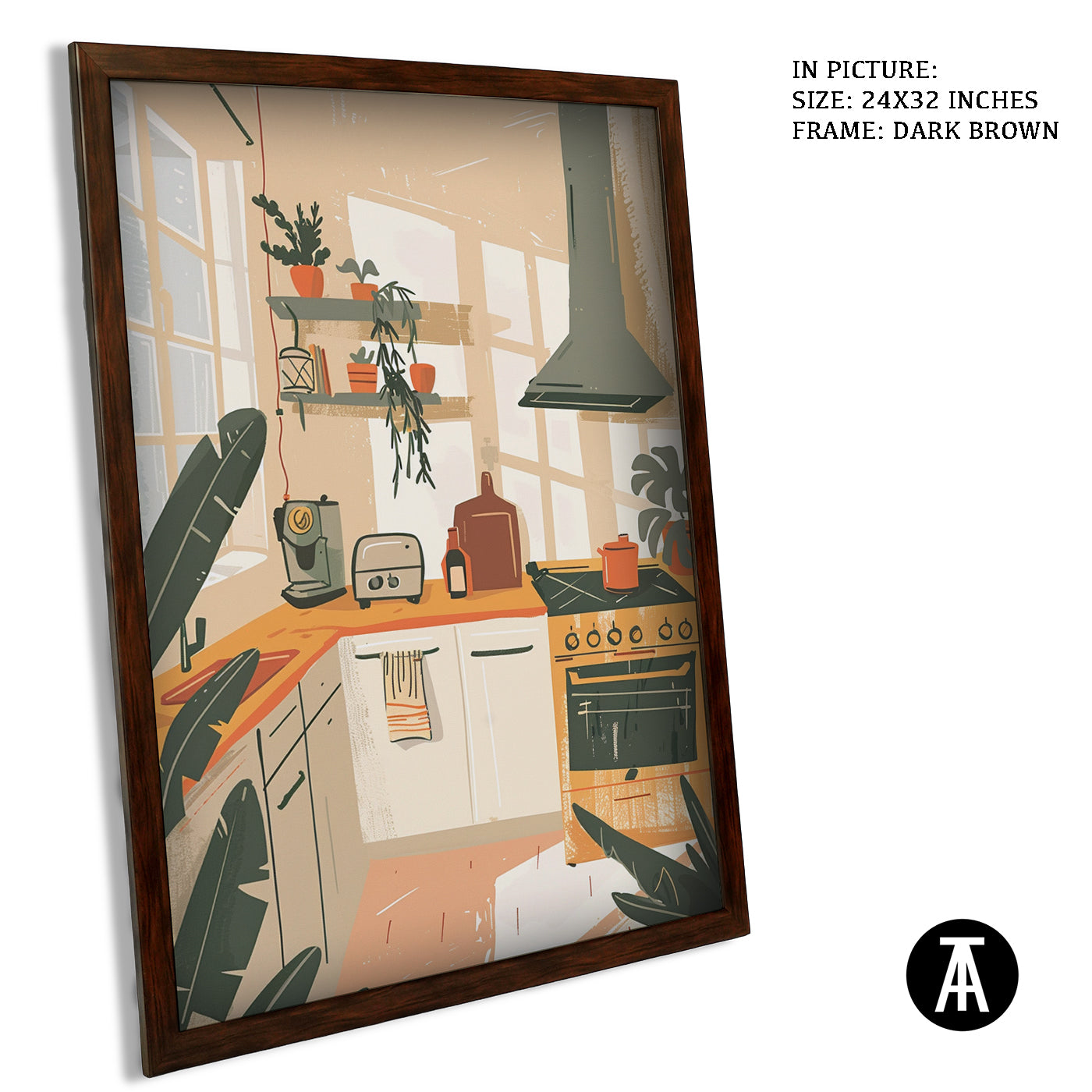 Artwork in Dark Brown Frame