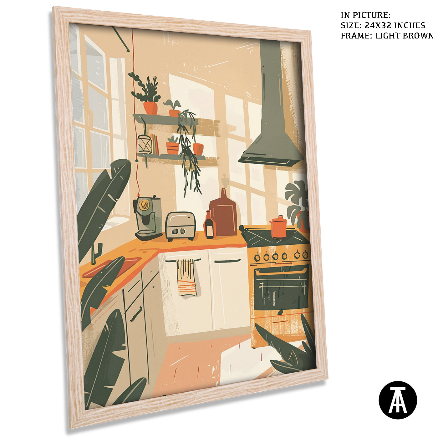 Artwork in Light Brown Frame