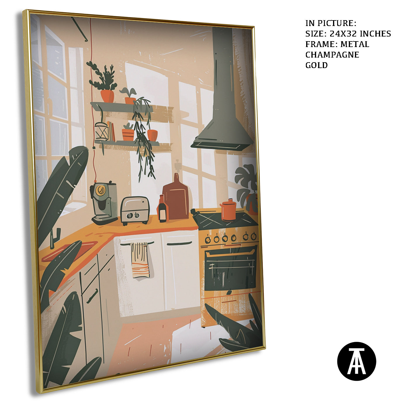 Artwork in Metal Champagne Gold Frame