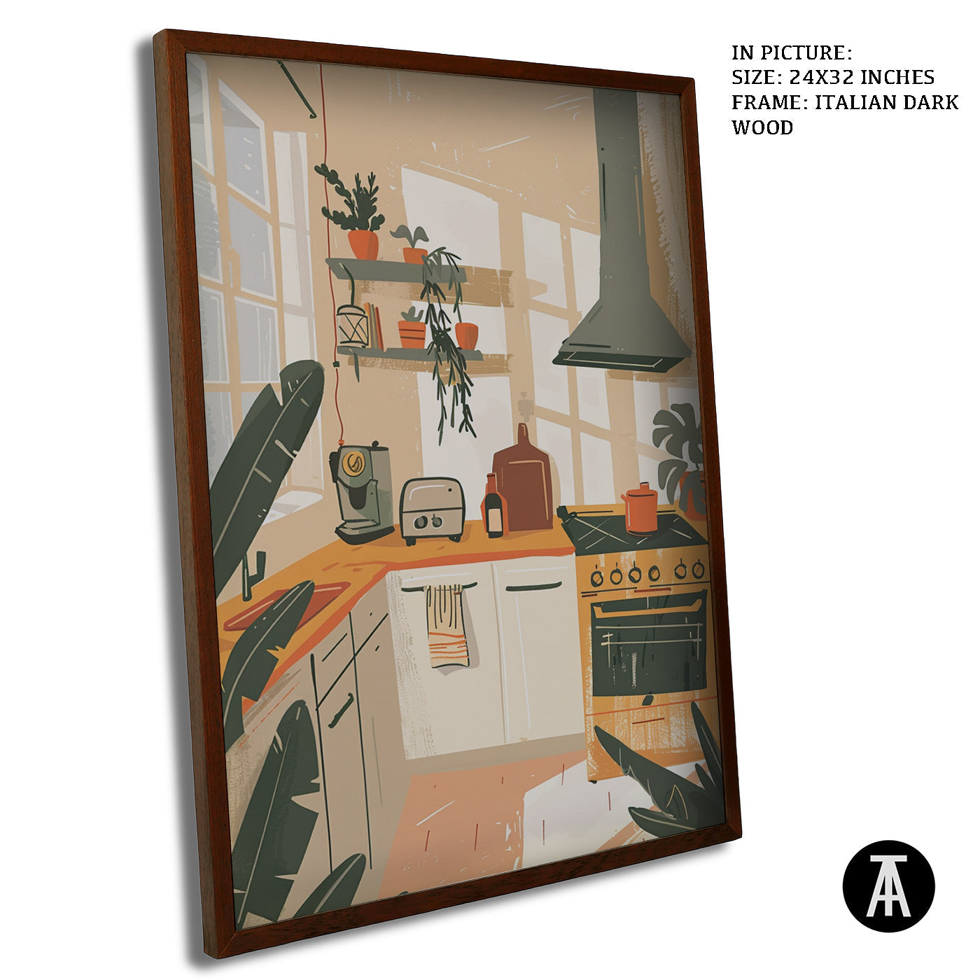 Artwork in Dark Wood Frame
