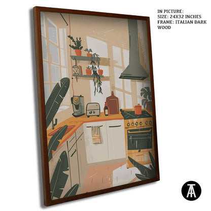 Artwork in Dark Wood Frame