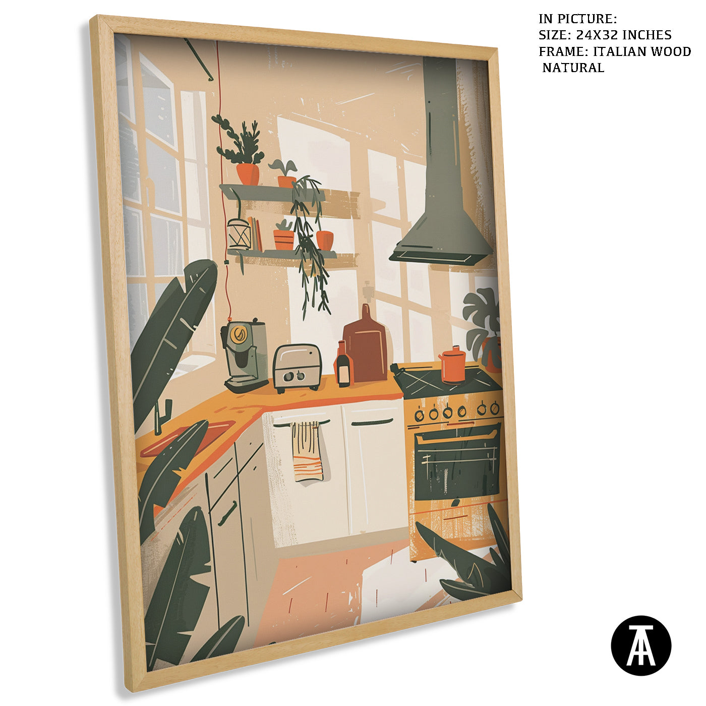Artwork in Natural Wood Frame
