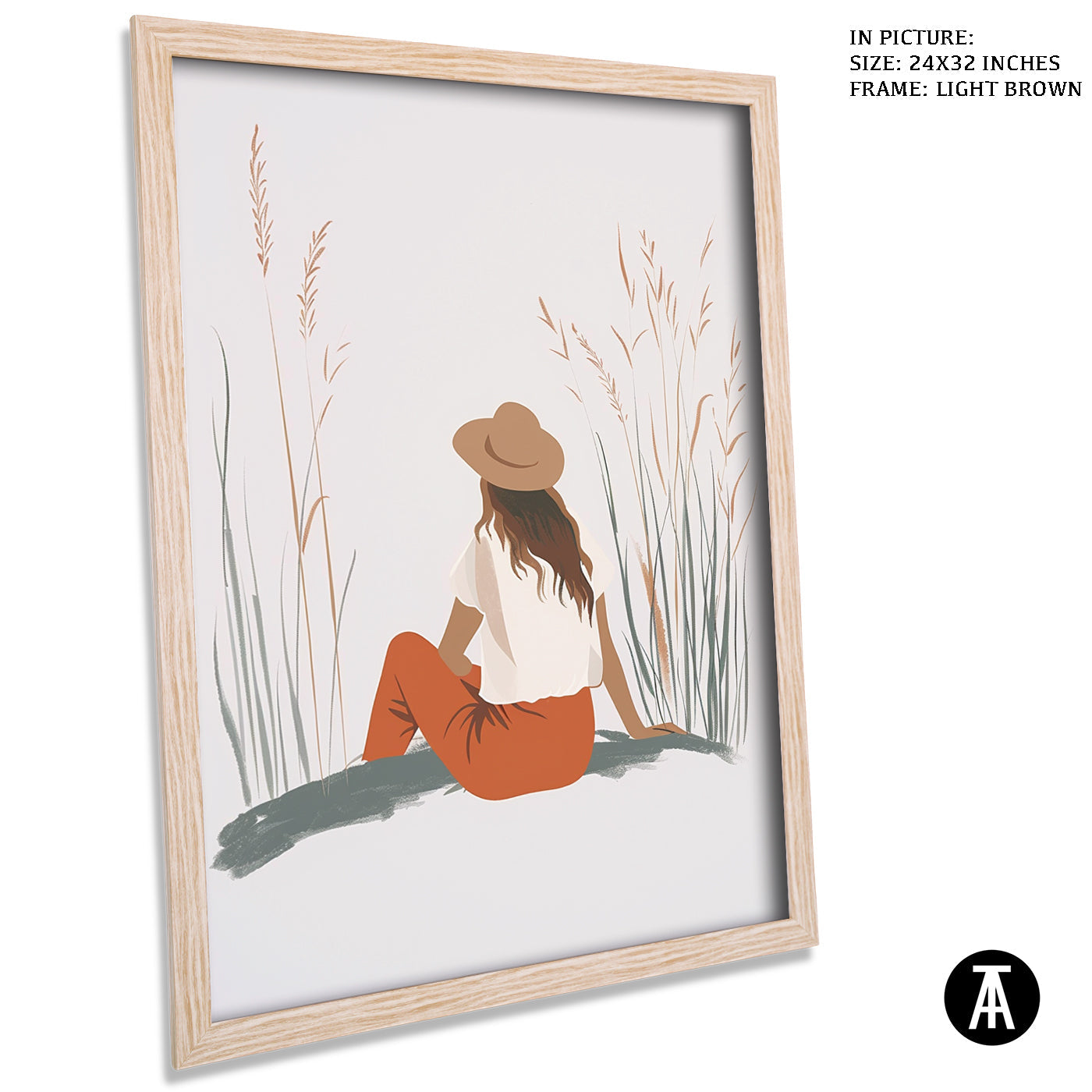 Artwork in Light Brown Frame