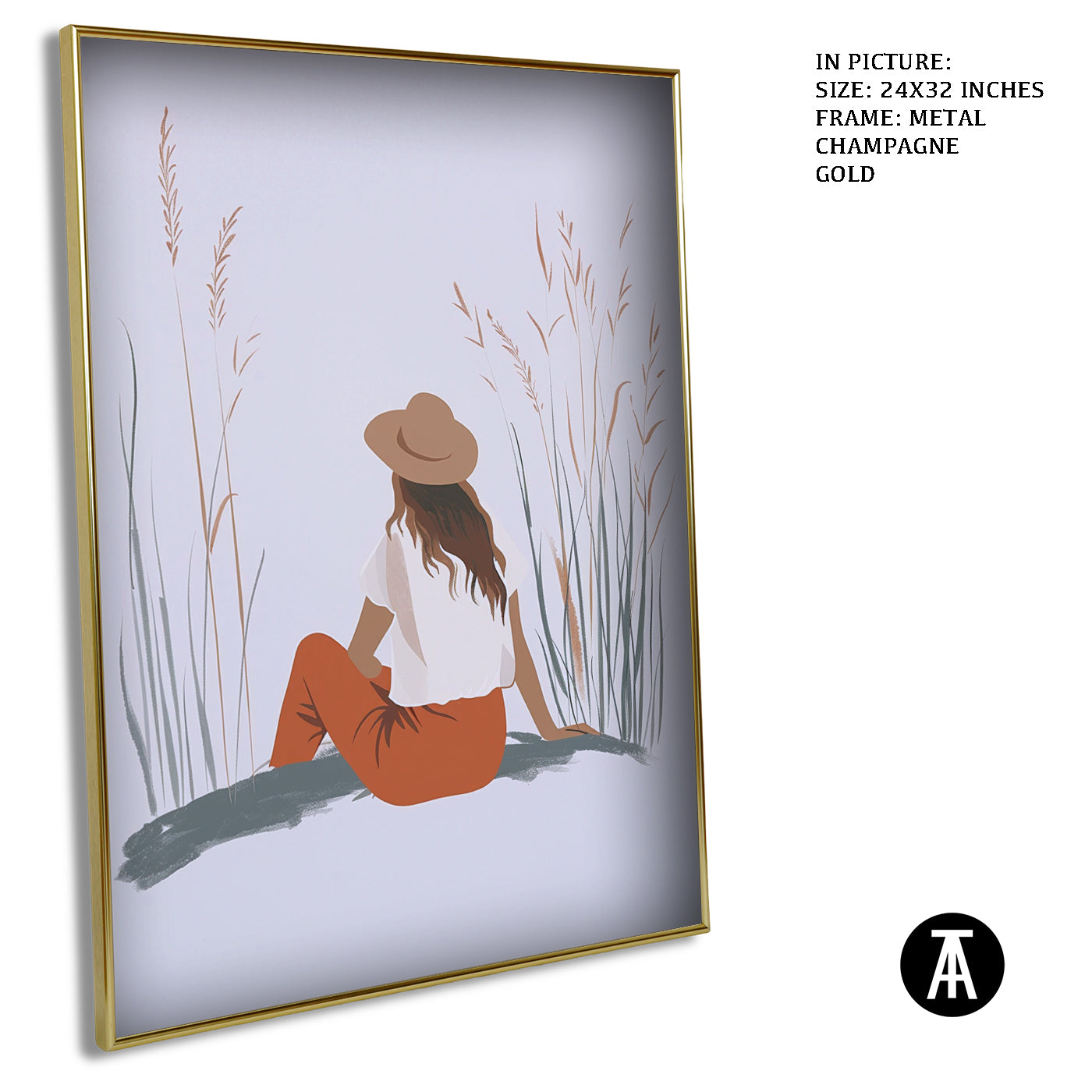 Artwork in Metal Champagne Gold Frame