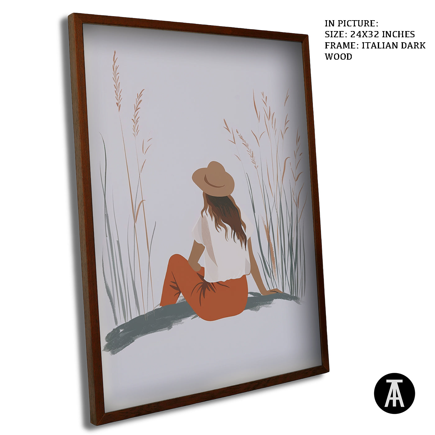 Artwork in Dark Wood Frame