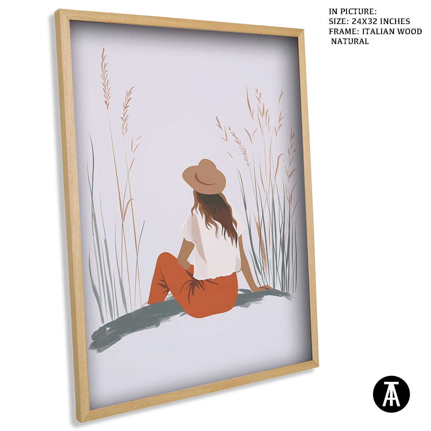 Artwork in Natural Wood Frame