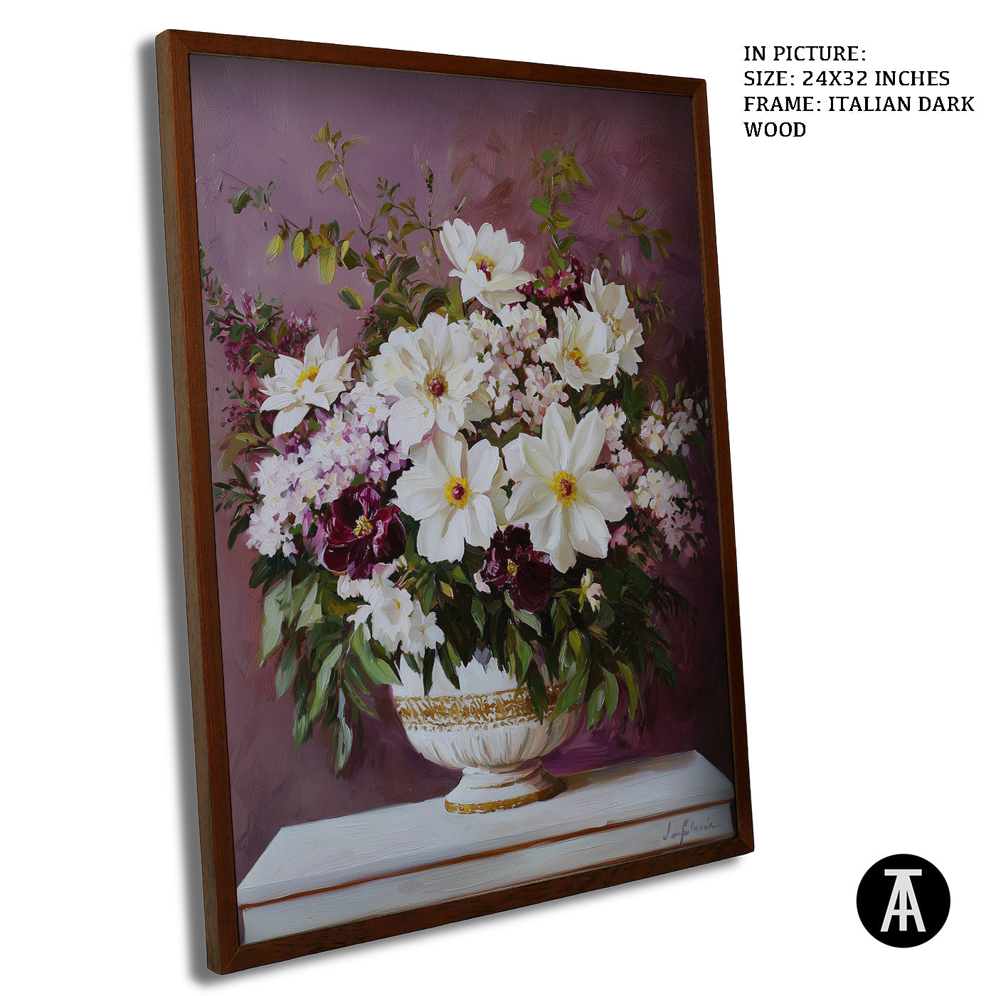 Artwork in Dark Wood Frame
