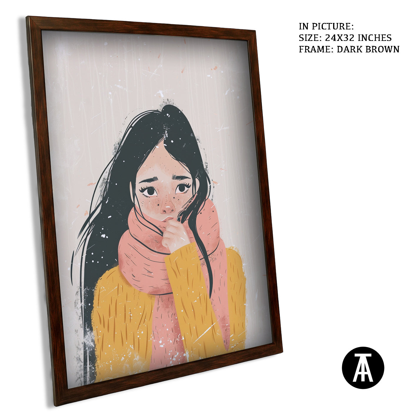 Artwork in Dark Brown Frame