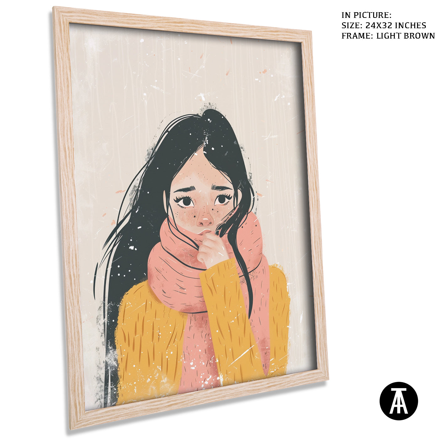 Artwork in Light Brown Frame