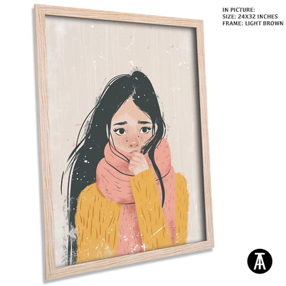 Artwork in Light Brown Frame