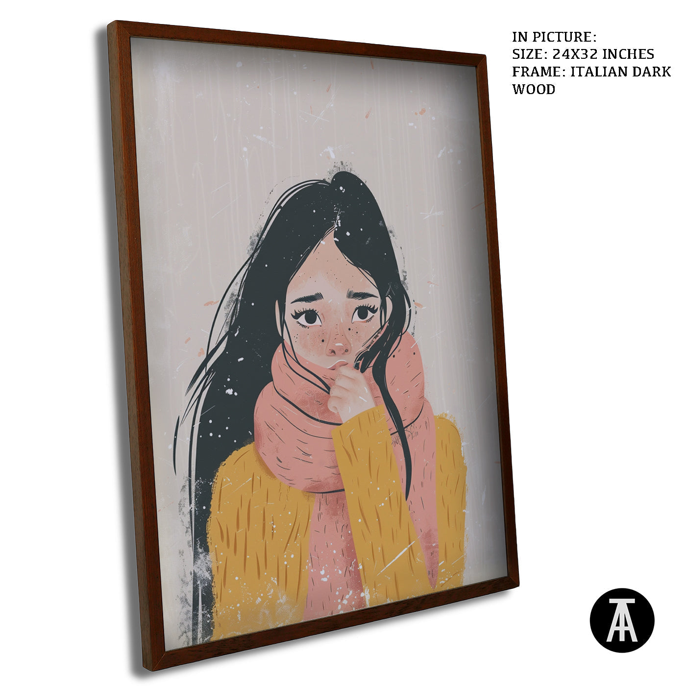 Artwork in Dark Wood Frame