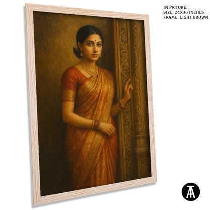 Artwork in Light Brown Frame