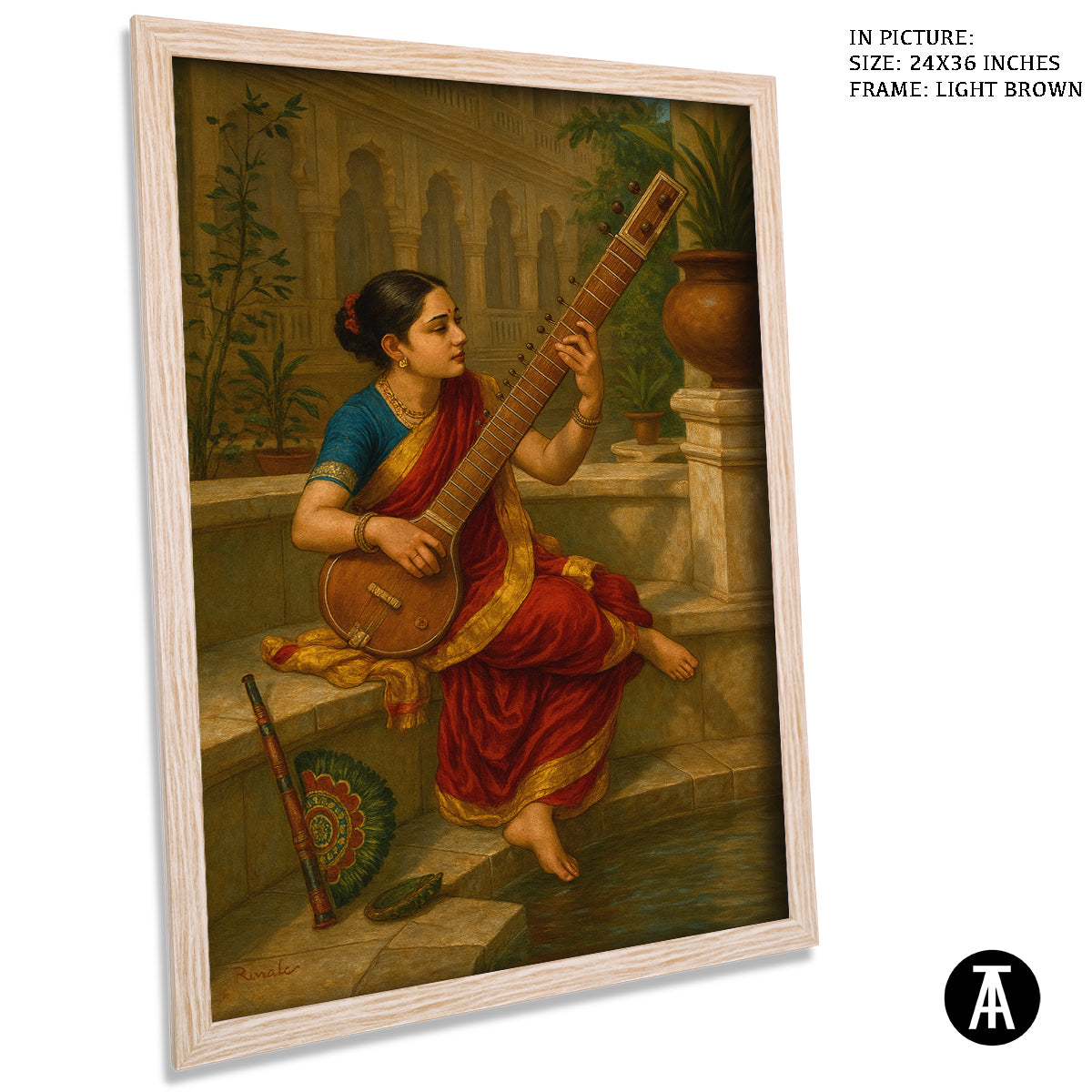 Artwork in Light Brown Frame