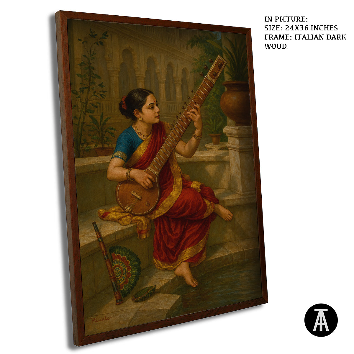 Artwork in Dark Wood Frame