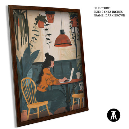 Artwork in Dark Brown Frame
