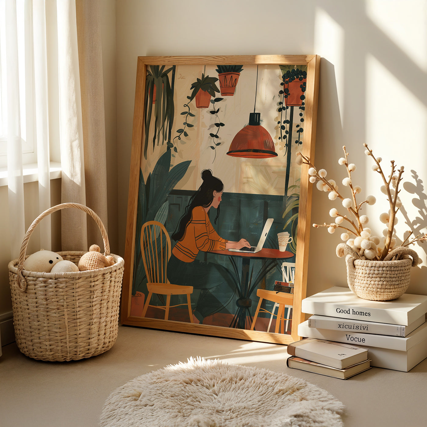 Boho Art Painting in a Lifestyle Setting
