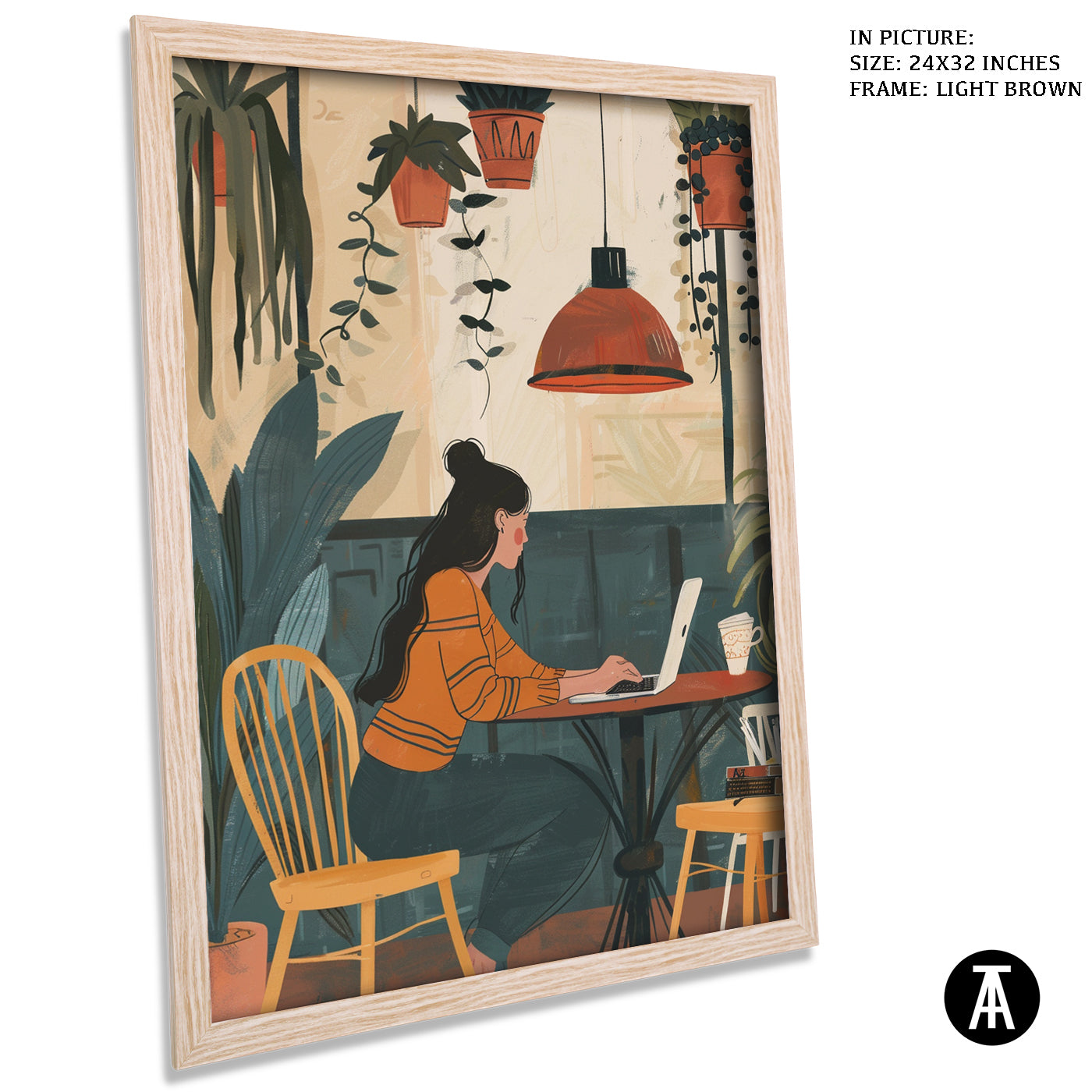 Artwork in Light Brown Frame