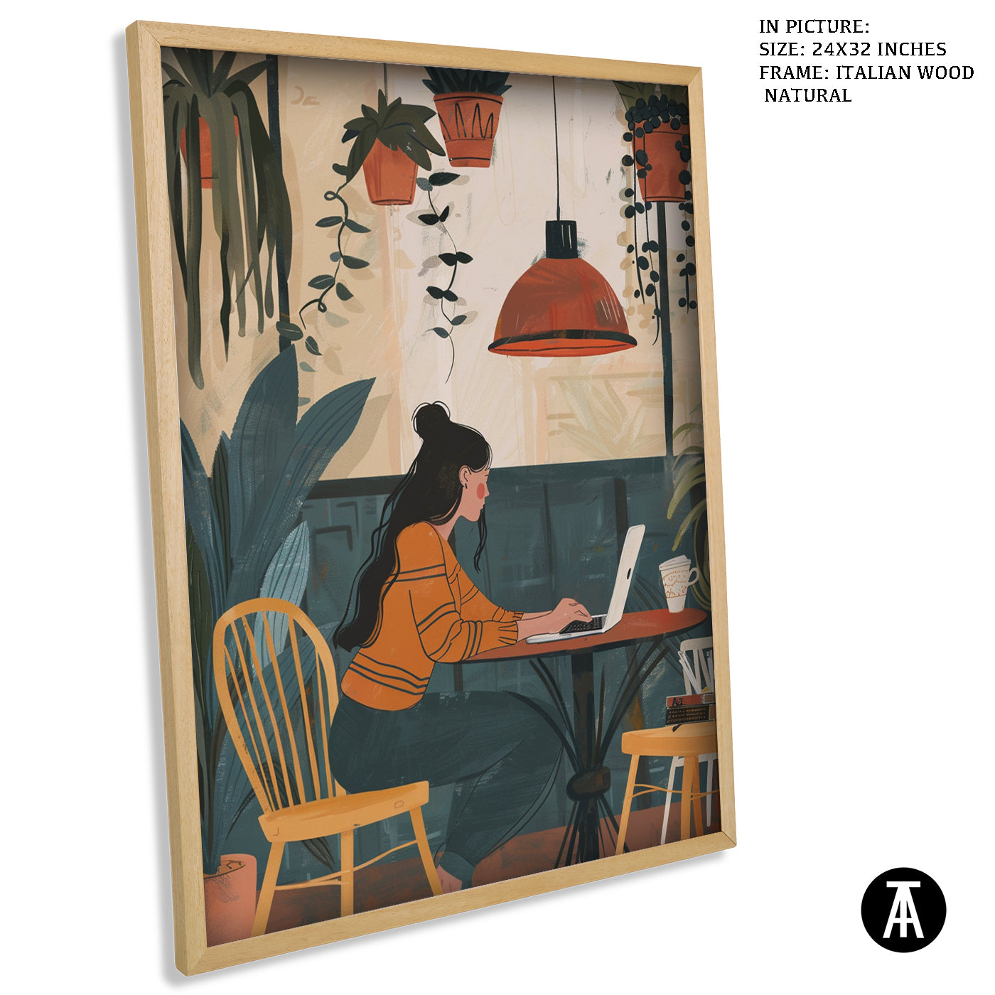 Artwork in Natural Wood Frame