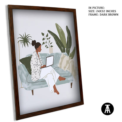 Artwork in Dark Brown Frame