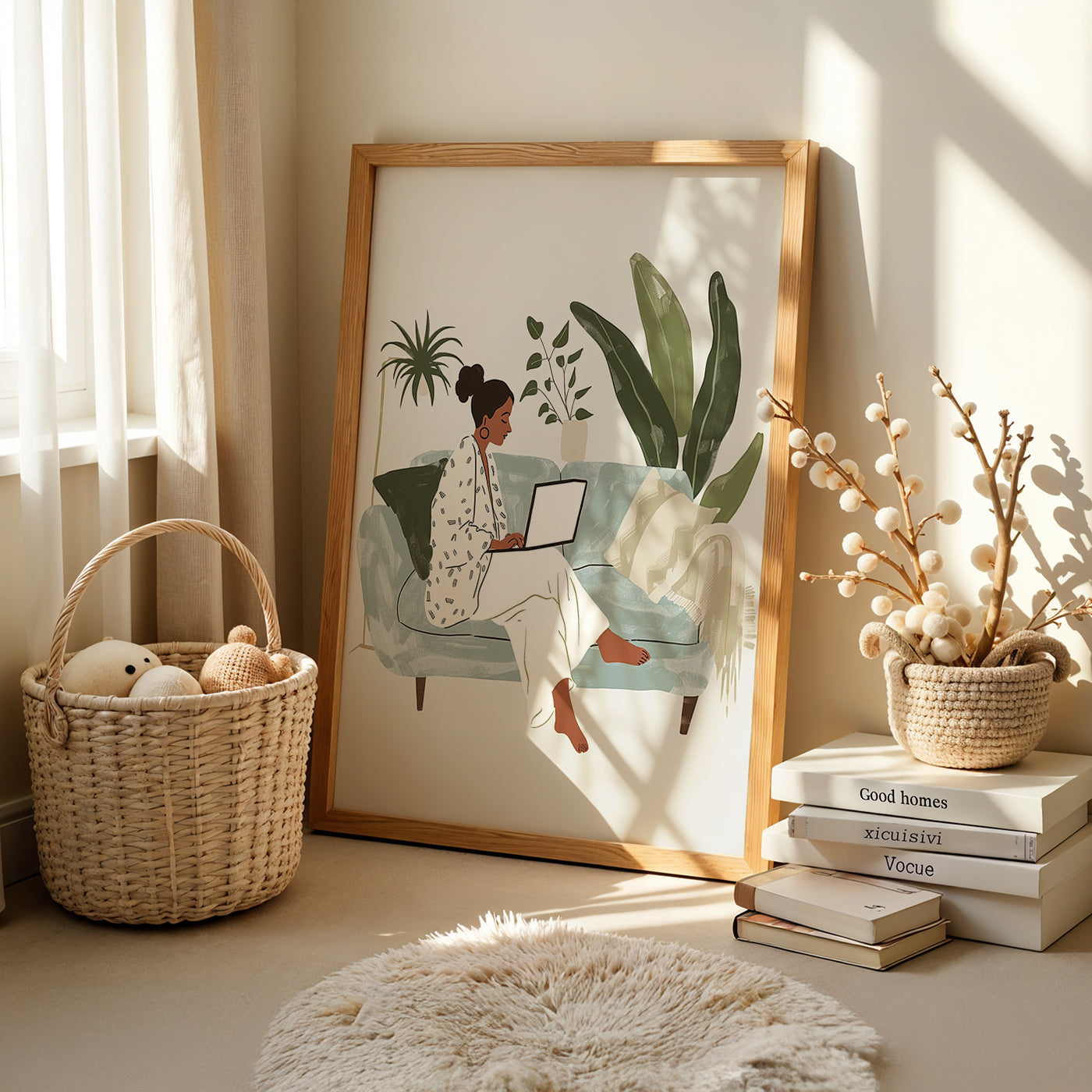 Boho Art Painting in a Lifestyle Setting