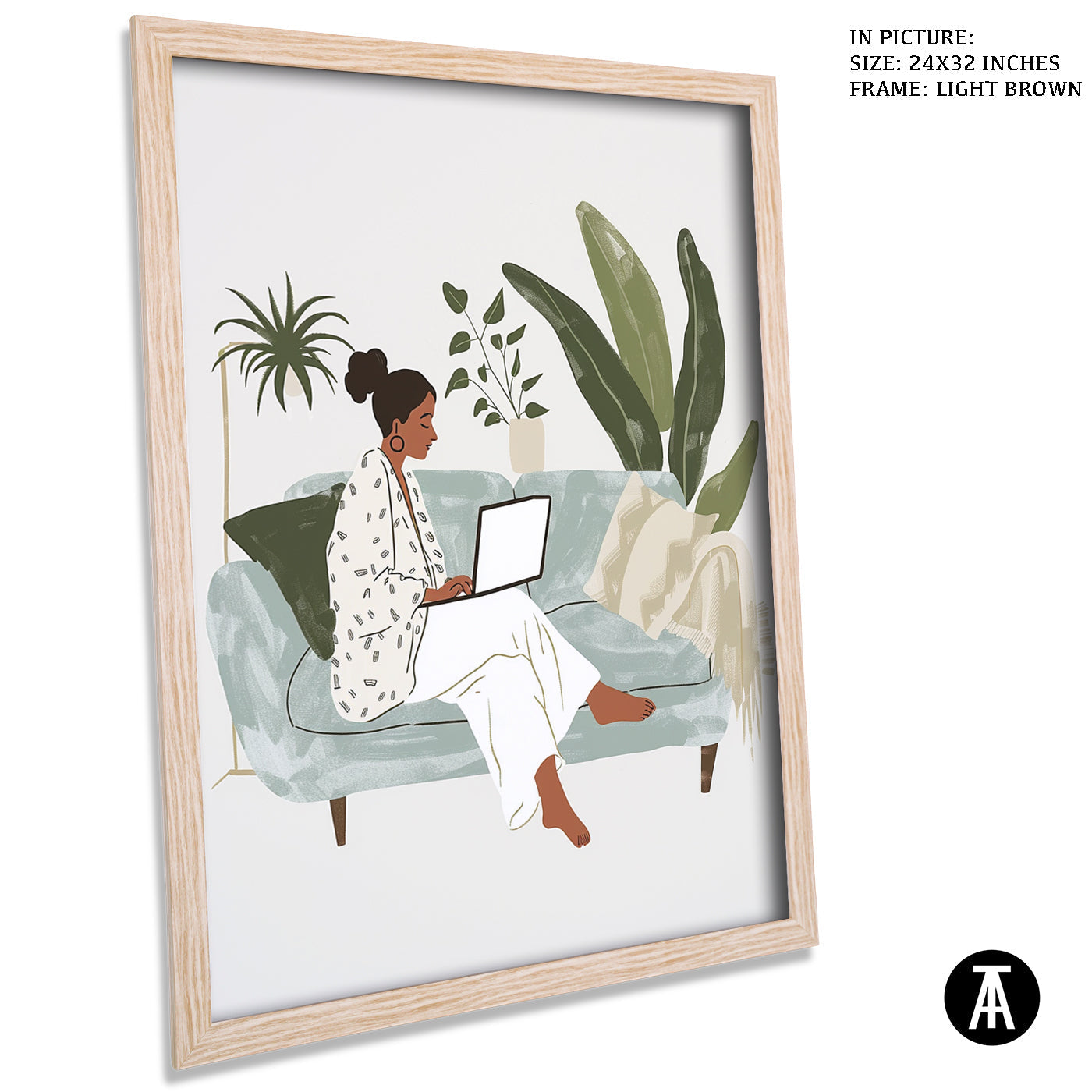 Artwork in Light Brown Frame