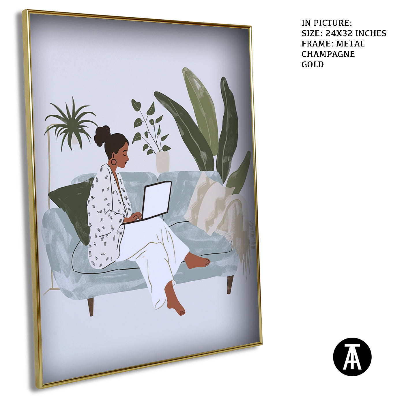 Artwork in Metal Champagne Gold Frame