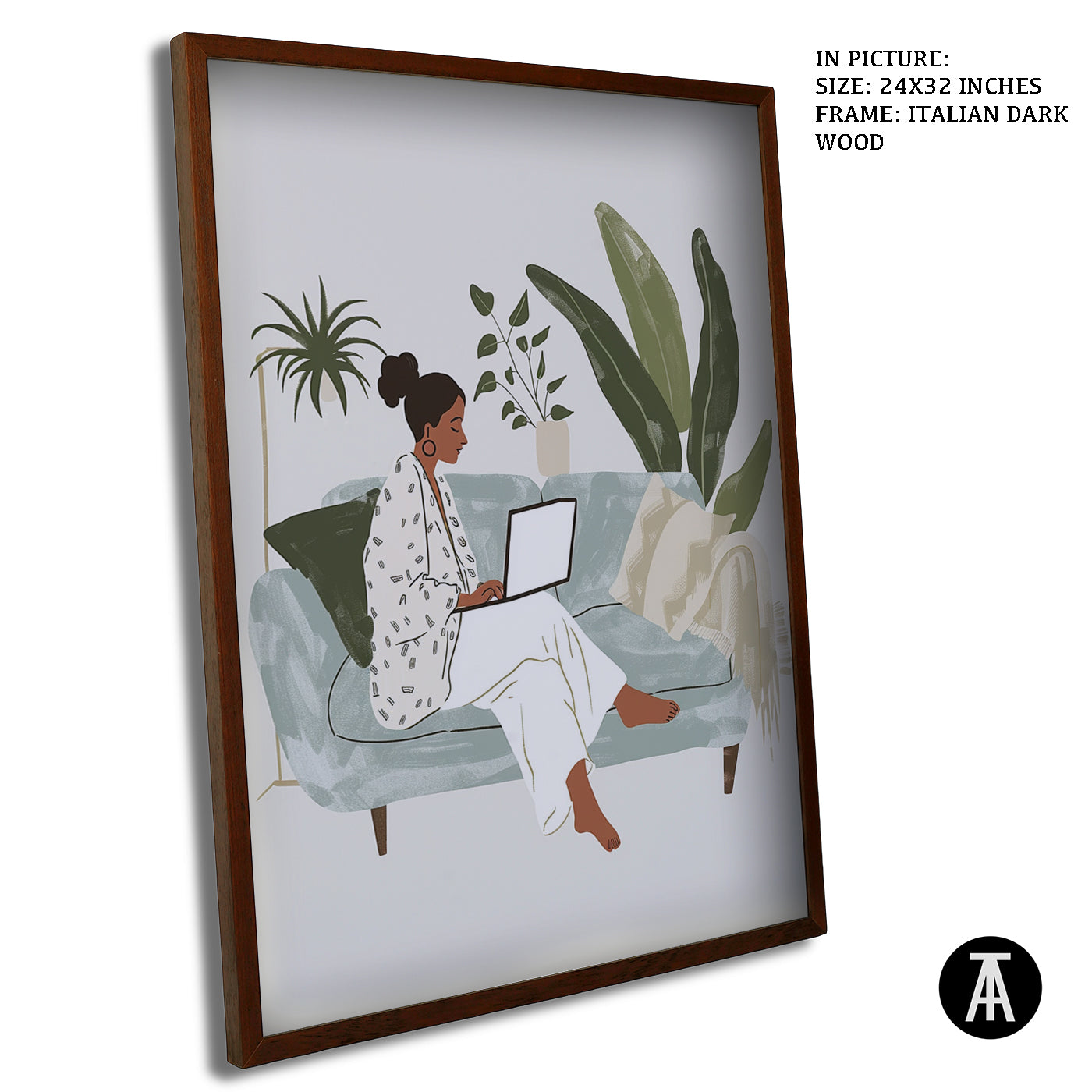 Artwork in Dark Wood Frame