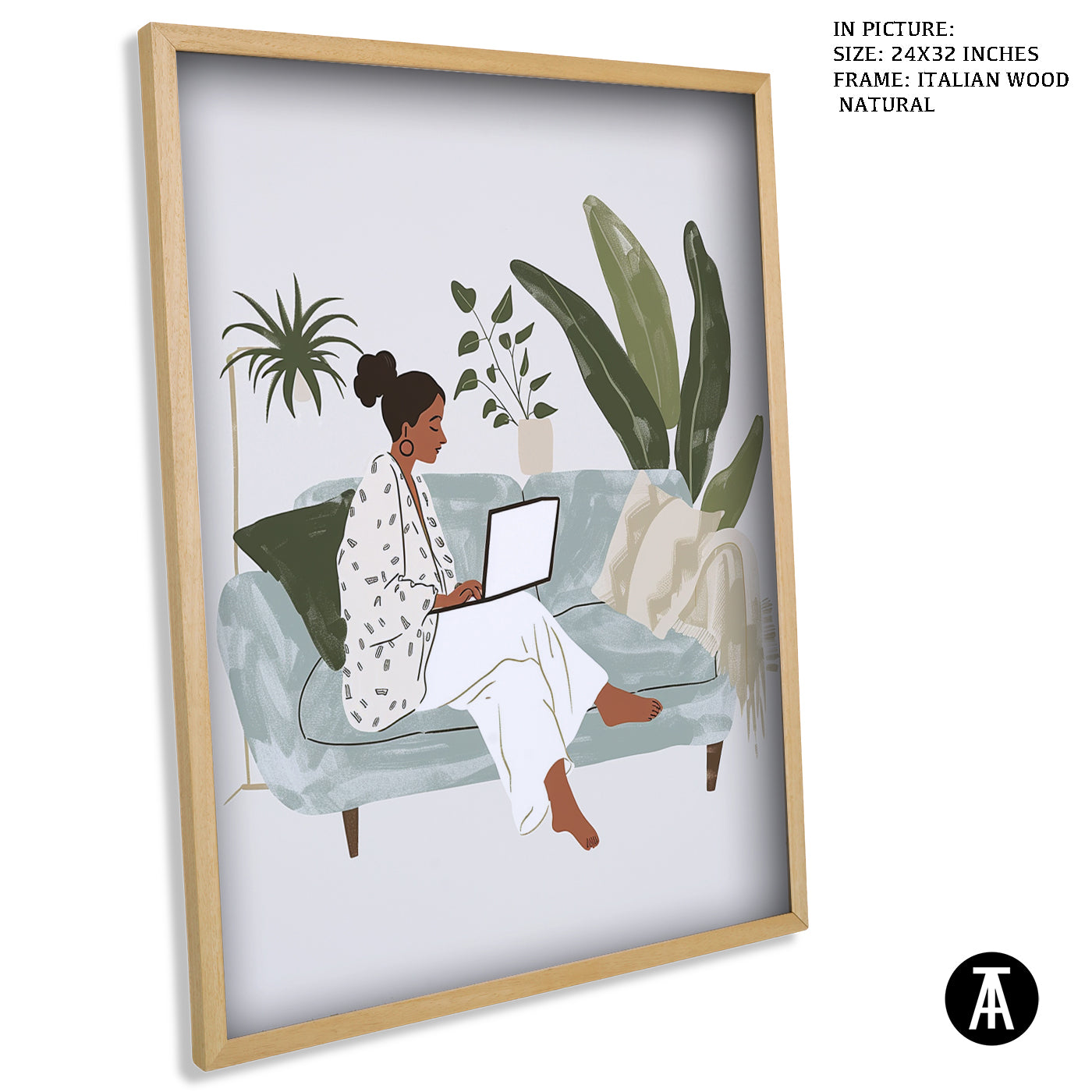 Artwork in Natural Wood Frame