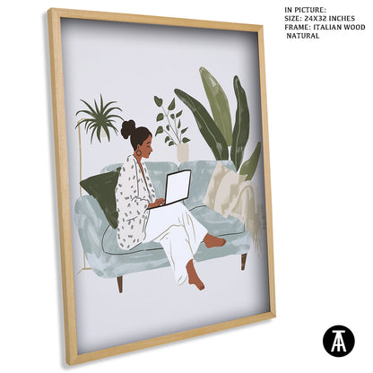 Artwork in Natural Wood Frame
