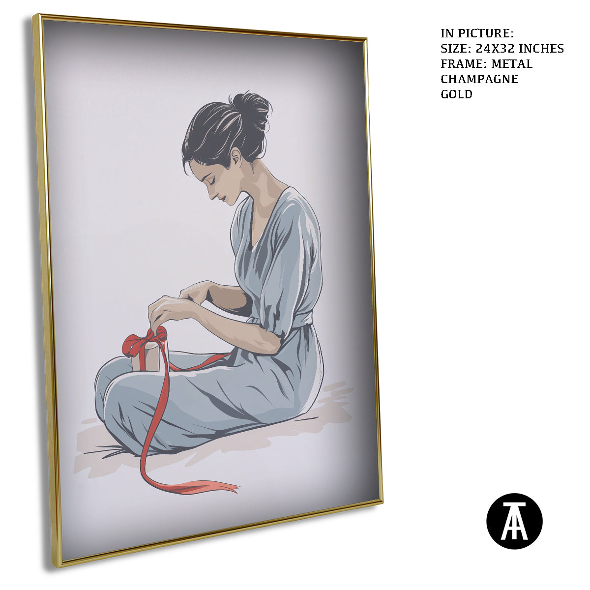 Artwork in Light Brown Frame