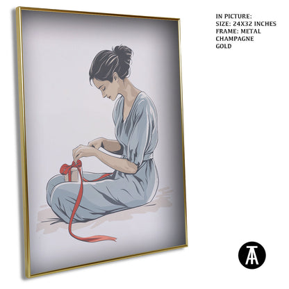 Artwork in Light Brown Frame