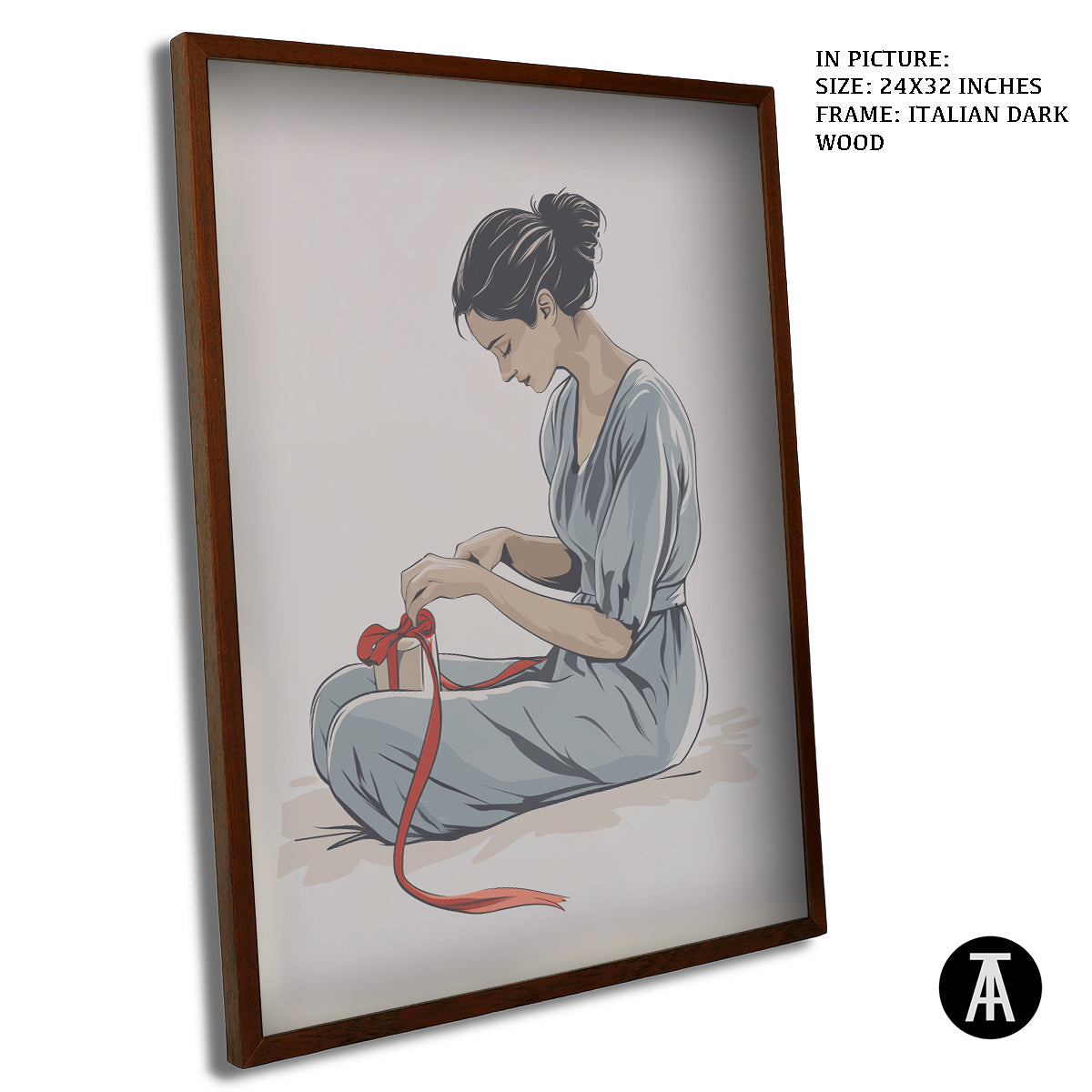 Artwork in Dark Wood Frame
