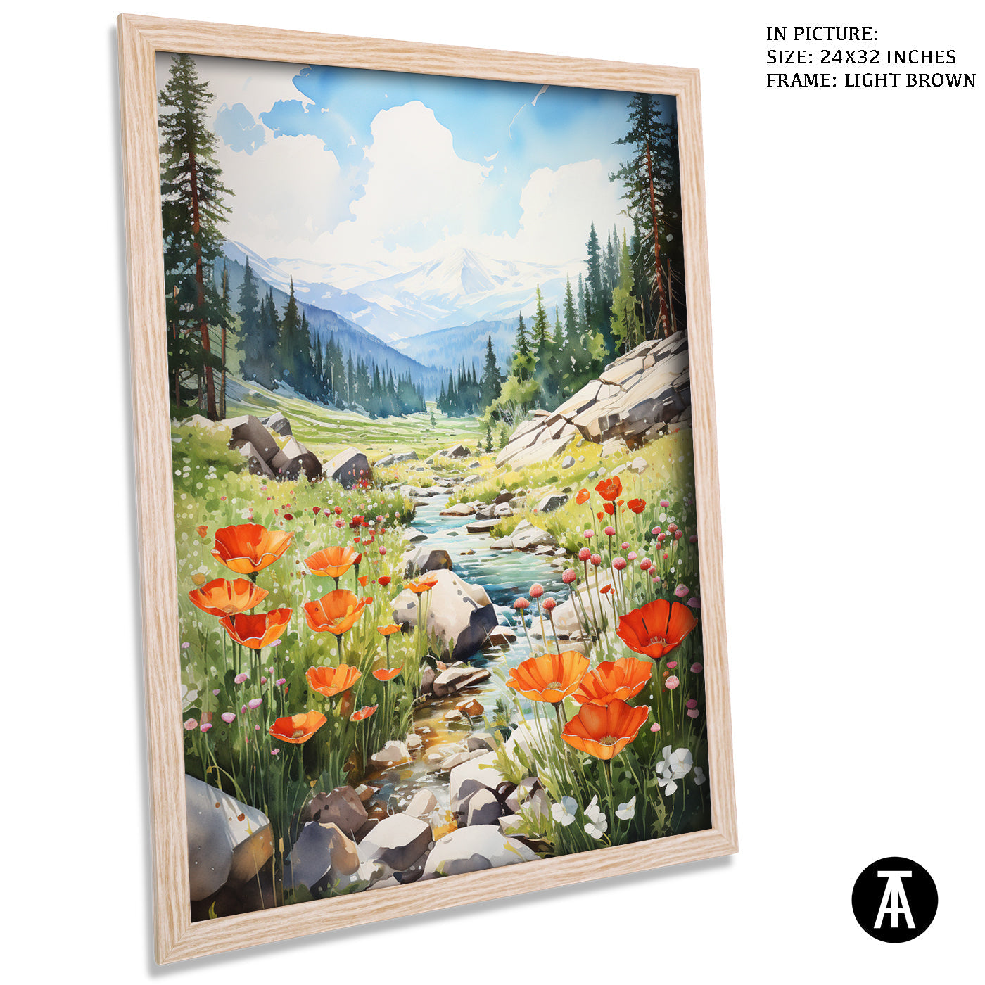 Artwork in Dark Brown Frame