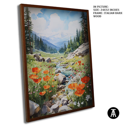 Artwork in Dark Wood Frame