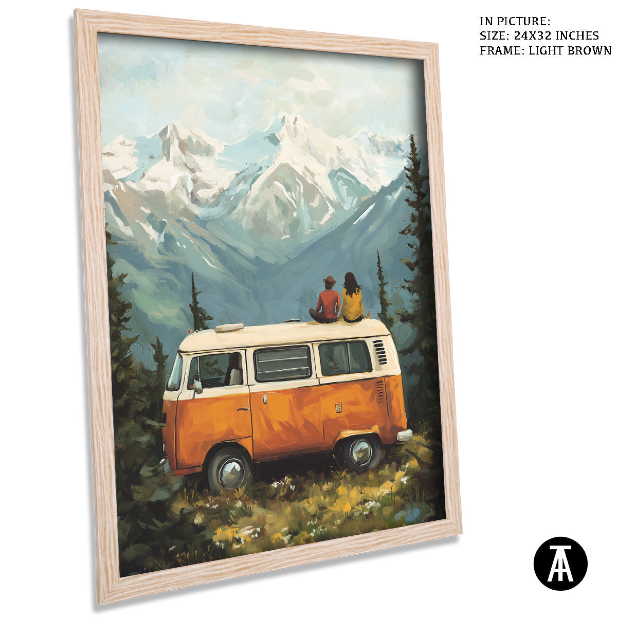 Artwork in Dark Brown Frame
