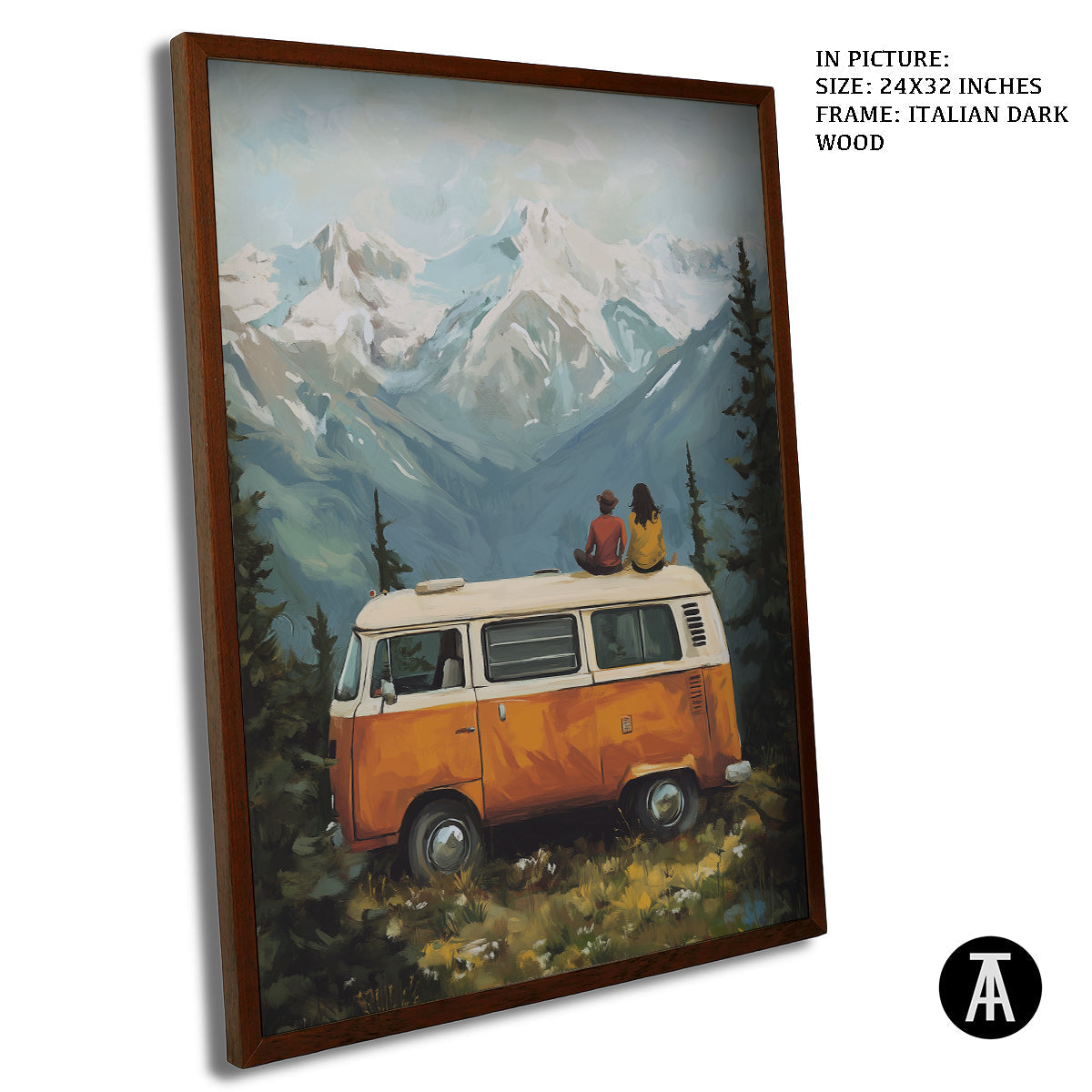 Artwork in Dark Wood Frame