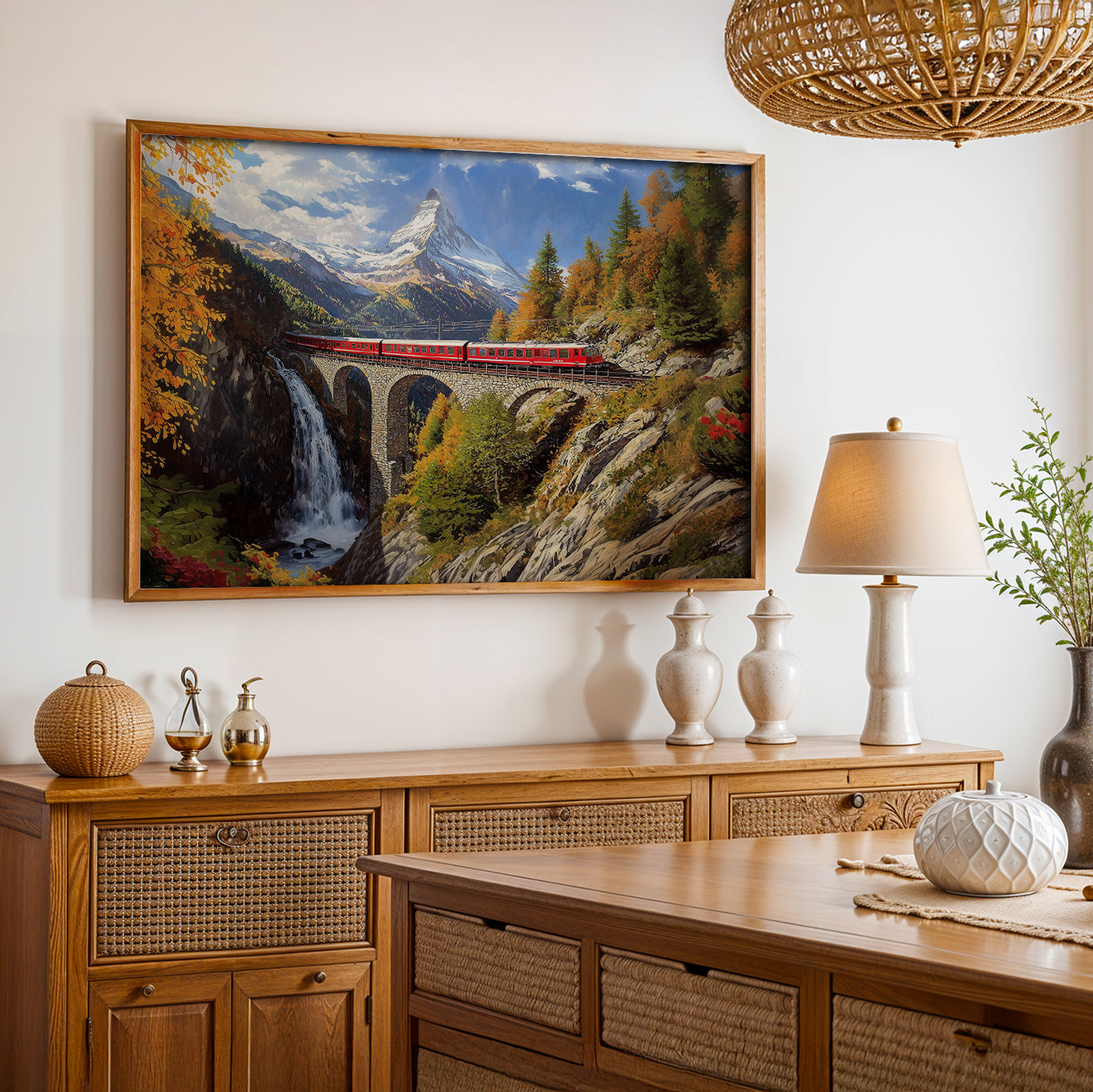 Swiss Alps Painting in a Lifestyle Setting