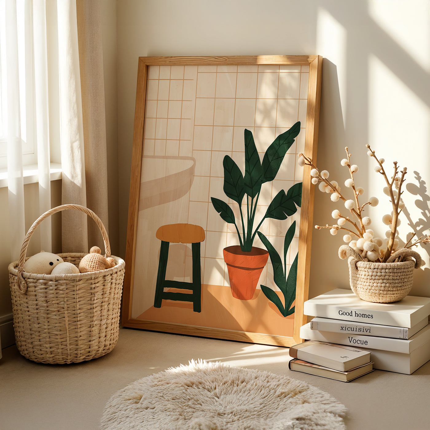 Boho Art Painting in a Lifestyle Setting