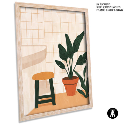 Artwork in Light Brown Frame