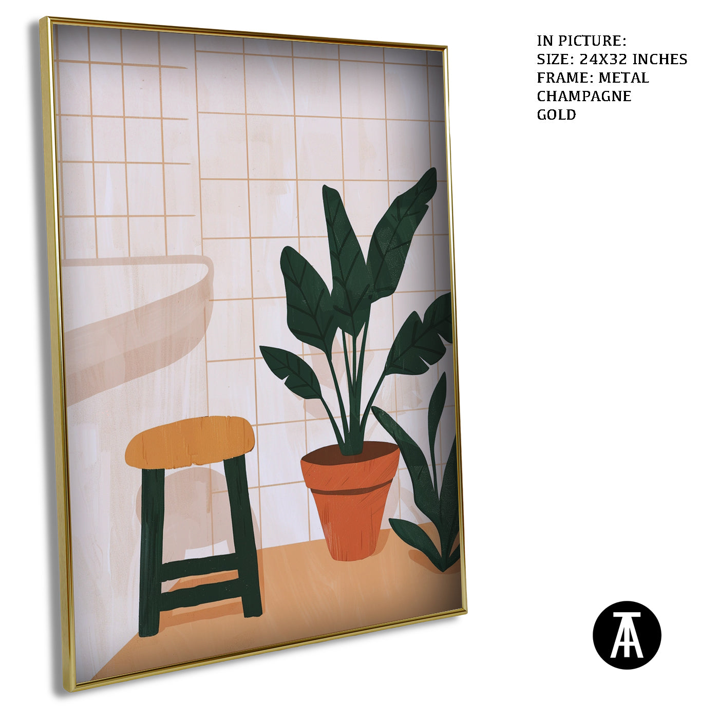 Artwork in Metal Champagne Gold Frame