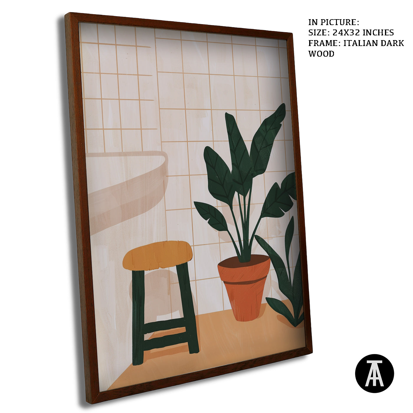 Artwork in Dark Wood Frame