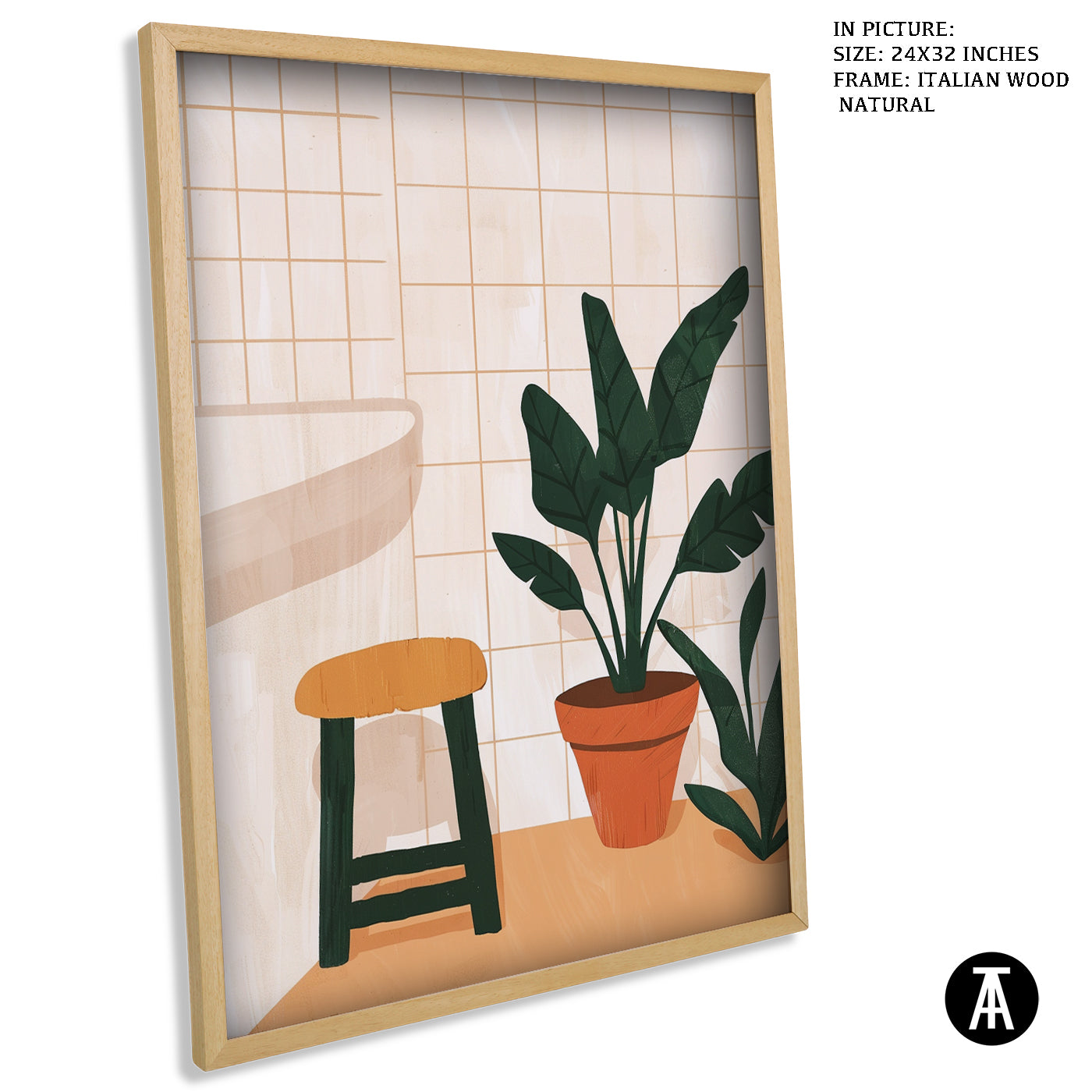 Artwork in Natural Wood Frame